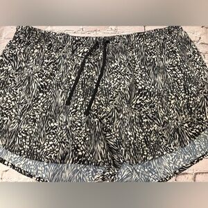 Black and White Abstract Print Running Shorts